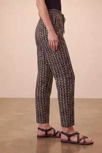 Women's black cotton blend trouser | botanical printed stylish ethnic wear bottoms | trendy casual & everyday wear