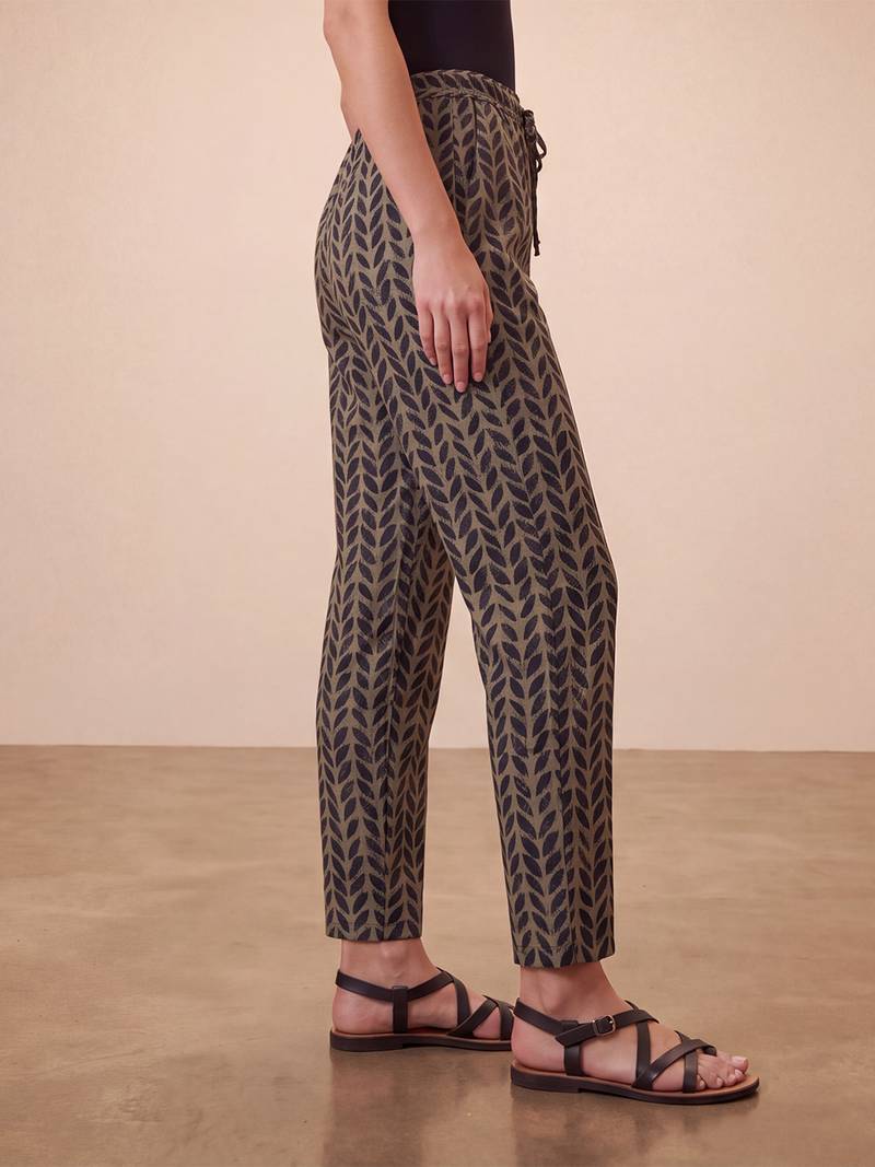 Women's black cotton blend trouser | botanical printed stylish ethnic wear bottoms | trendy casual & everyday wear