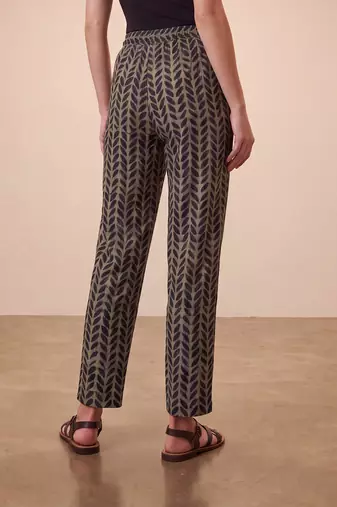 Women's black cotton blend trouser | botanical printed stylish ethnic wear bottoms | trendy casual & everyday wear