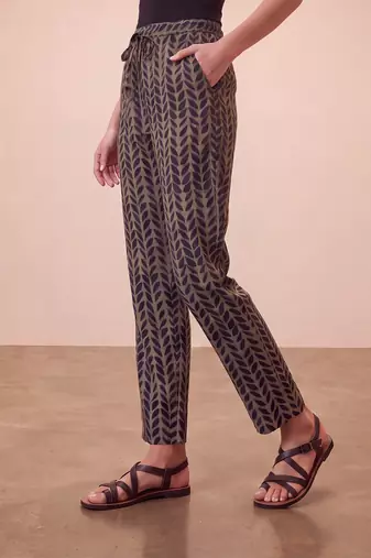 Women's black cotton blend trouser | botanical printed stylish ethnic wear bottoms | trendy casual & everyday wear