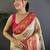 White white banarasi silk zari meenakari weaving saree with contrast blouse piece