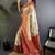 White white banarasi silk zari meenakari weaving saree with contrast blouse piece
