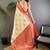 White white banarasi silk zari meenakari weaving saree with contrast blouse piece