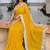 Yellow embellished embroidered satin saree