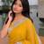 Yellow embellished embroidered satin saree