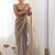 Grey ethnic motifs embroidered bagh saree