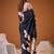Black floral satin designer saree