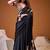 Black floral satin designer saree