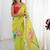 Lime floral sequinned pure chiffon saree