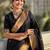 Black woven design zari silk blend paithani saree