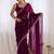 Purple ethnic motifs embroidered bagh saree