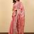 Peach floral embellished beads and stones saree