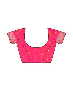 Pink pink silk blend woven design sarees 4
