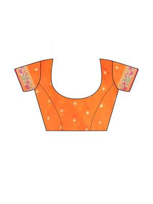 Orange orange silk blend woven design sarees 4