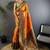 Orange orange banarasi silk zari meenakari weaving saree with contrast blouse piece