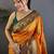 Orange orange banarasi silk zari meenakari weaving saree with contrast blouse piece