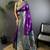 Purple purple banarasi silk zari meenakari weaving saree with contrast blouse piece