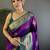 Purple purple banarasi silk zari meenakari weaving saree with contrast blouse piece