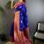 Blue blue banarasi silk zari meenakari weaving saree with contrast blouse piece