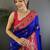 Blue blue banarasi silk zari meenakari weaving saree with contrast blouse piece