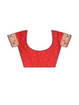 Red red silk blend woven design sarees 4
