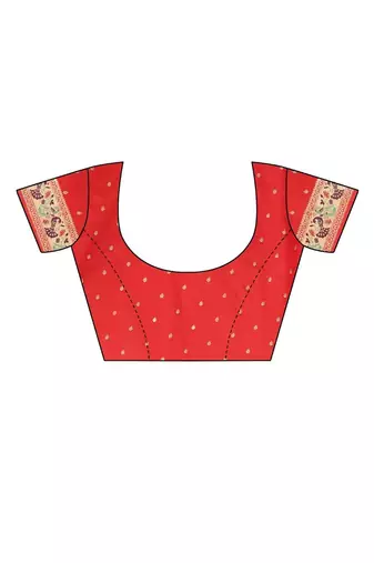 Red red silk blend woven design sarees