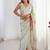 Sea green floral sequinned pure chiffon designer saree