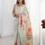 Sea green floral sequinned pure chiffon designer saree