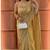 Beige embellished satin saree