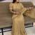 Beige embellished satin saree