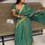 Teal floral satin saree