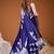 Navy blue floral satin designer saree