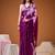 Purple floral satin fusion saree