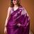 Purple floral satin fusion saree
