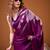 Purple floral satin fusion saree
