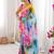 Multicolor tie and dye mirror work poly georgette saree