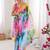 Multicolor tie and dye mirror work poly georgette saree
