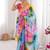 Multicolor tie and dye mirror work saree