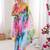 Multicolor tie and dye mirror work saree