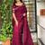 Maroon floral embroidered designer tussar saree