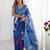 Blue sequinned pure chiffon saree