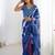 Blue sequinned pure chiffon saree