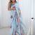 Blue floral sequinned pure chiffon saree