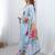 Blue floral sequinned pure chiffon saree