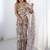 Beige pure chiffon ikat saree