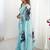 Turquoise floral sequinned pure chiffon saree