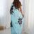 Turquoise floral sequinned pure chiffon saree