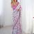 White floral mirror work pure chiffon saree