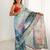 Multicolor floral sequinned pure chiffon designer saree