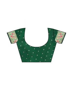 Green green silk blend woven design sarees 4